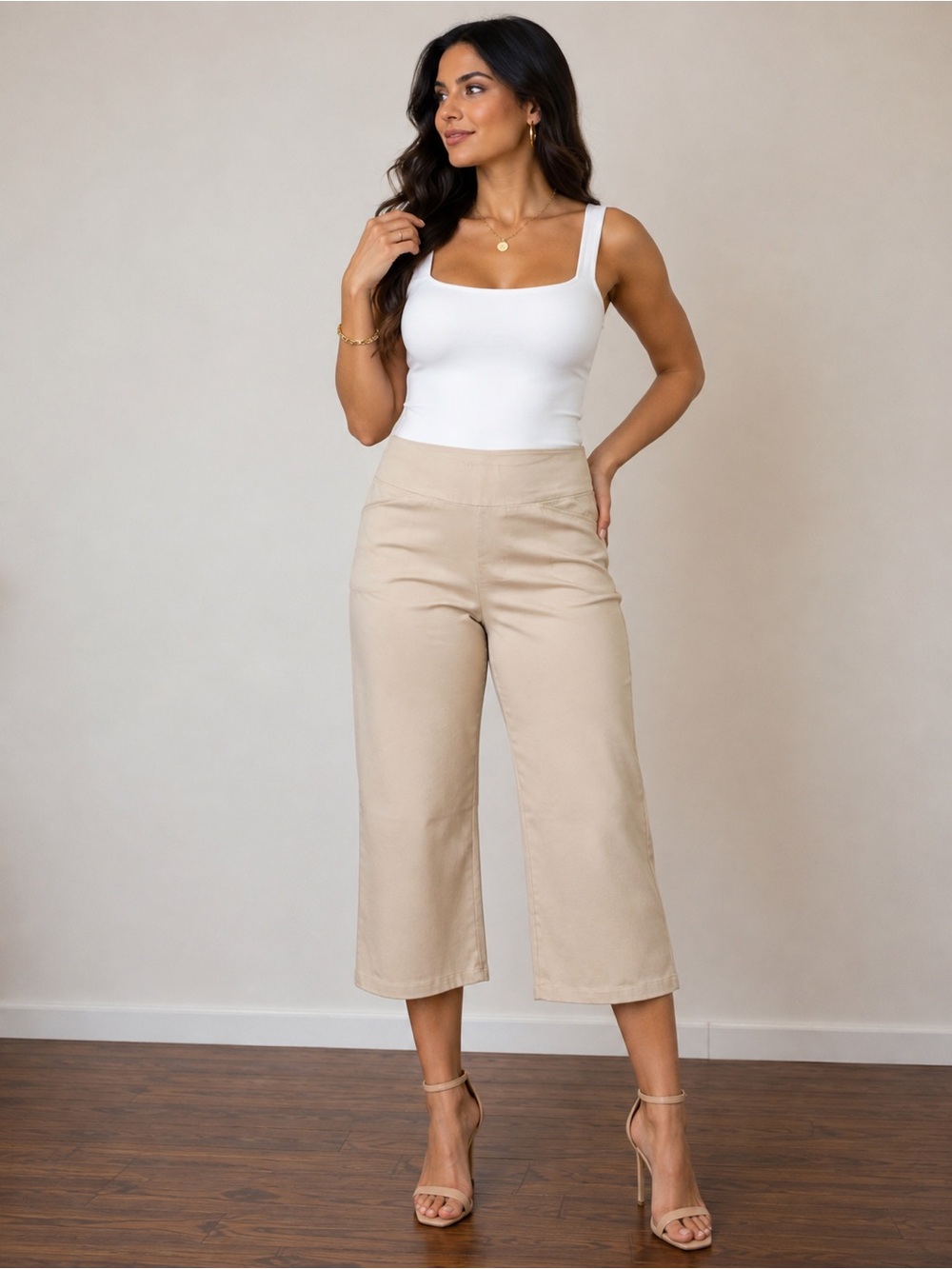 Croft & Barrow The Effortless Stretch Capri Pants 12P Khaki NWT